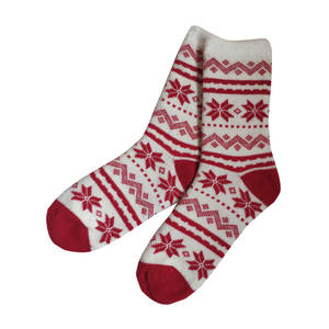 Women's Fair Isle Christmas <strong>Socks</strong> - Fuzzy Winter <strong>Socks</strong> with Snowflake Designs - Product Image 1