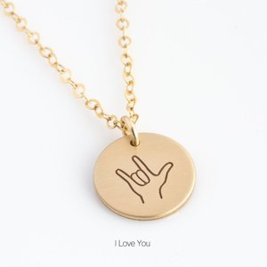 Collar personalizado I Love You Sign Language, joyas <span class=keywords><strong>de</strong></span> acero inoxidable, regalo <span class=keywords><strong>de</strong></span> cumpleaños para mujer. - Product Image 1