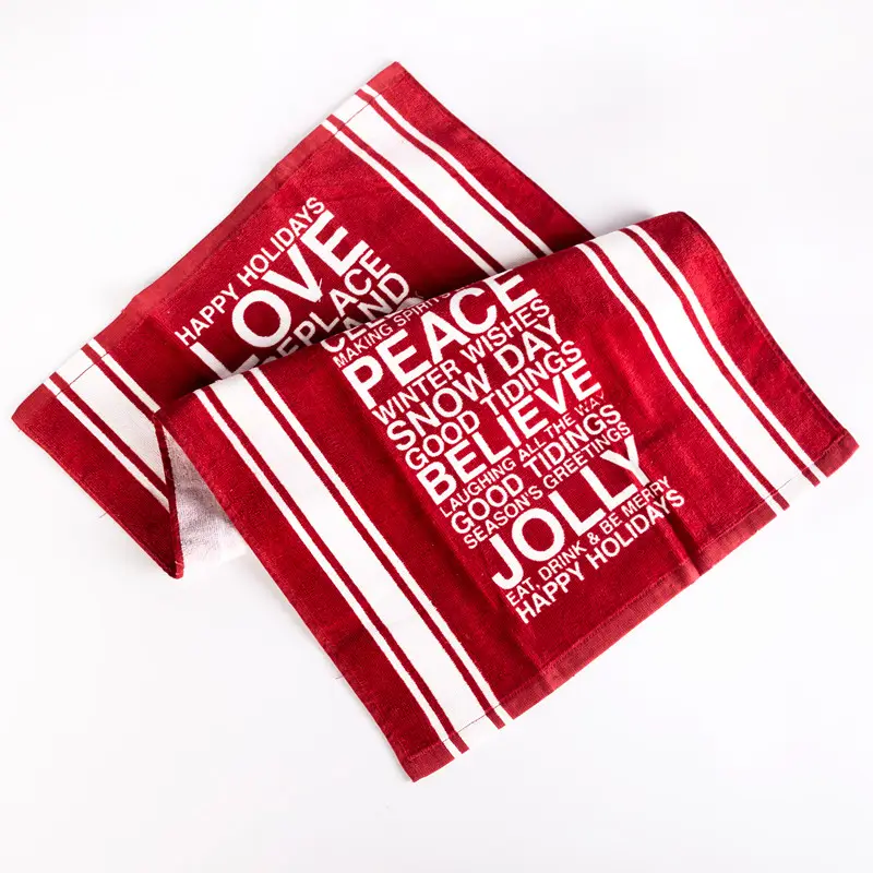 אדום חג המולד עיצוב טרי כותנה בד פיגמנט מודפס מטבח מגבת