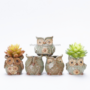 Vari Vasi per <span class=keywords><strong>Piante</strong></span> Artificiali in Vendita, Mini Vasi in <span class=keywords><strong>Ceramica</strong></span> a Forma di Gufo per <span class=keywords><strong>Piante</strong></span> <span class=keywords><strong>Grasse</strong></span> - Product Image 4