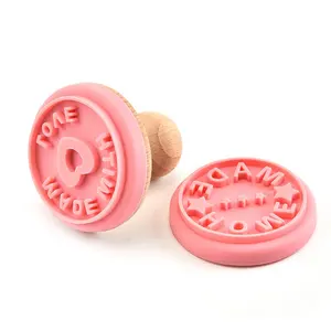 Phụ Kiện Trang Trí Nhà Bếp DIY Homemade Tùy Chỉnh Hand Press Tay Cầm Bằng Gỗ Silicone Biscuit Baking Khuôn Cookie Stamp