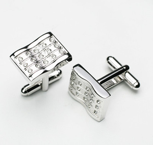 De onda brazalete enlace fábrica barato al por mayor de latón gemelos para los hombres - Product Image 4