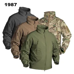 Stock Veste Tactique Softshell Extérieur pour Homme Veste de Combat Imperméable Camouflage Manteau à Capuche Caché Coupe-Vent