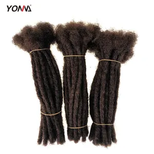 Yonna 100% Human Hair Locks Handmade Dreadlocks Hair Extensions Crochet Braid for Black Woman Light Brown 6# Diameter 0.4cm