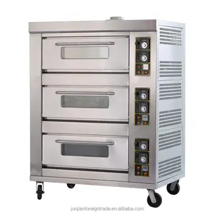 Professionele Fabrikant Van Bakkerij Apparatuur Junjian 380V Bakken Drie-Layer Zes-Trays Gas Pizza Oven