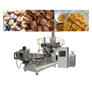 Automatic breakfast cereal production line/chocolate filling pillow snacks machinery plant/extruder Corn Flakes Extrusion plant