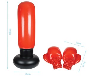 Set di Sacco da Boxe Gonfiabile in PVC Rosso e Speed Bag Autoportante per Giovani e Adulti con Pompa d'Aria - Product Image 2