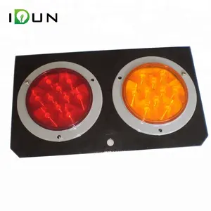 Hot selling 4 Inch Round Truck Trailer Van Lorry LED Turn stop indicator lamp Tail Lights Warning Lamp With 2 Hole Iron Base