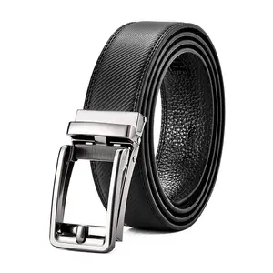 Mens Adjustable Sliding Ratcheting Genuine Leather Ratchet Belts Suppliers