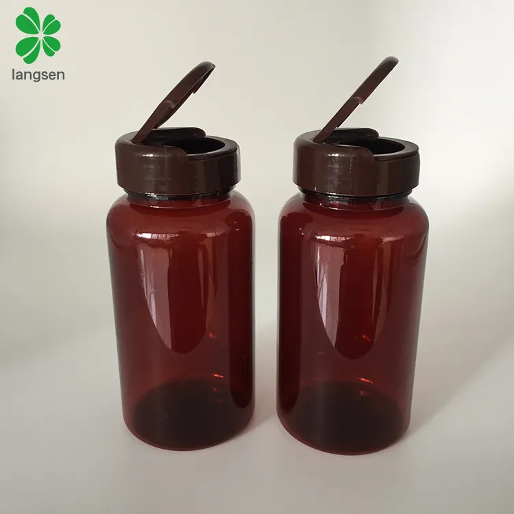 Botol Kapsul Tutup Atas Flip Warna Coklat Amber, Wadah Botol Obat Tablet 150Ml/150cc/5 OZ