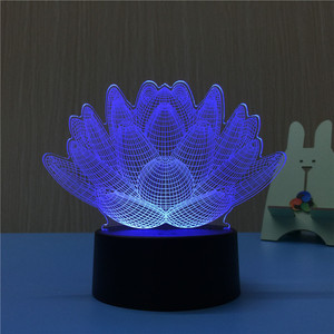 7 Màu Thay Đổi Cảm Ứng Lotus 3D Ánh Sáng Ban Đêm Đầy Màu Sắc Lập Thể Ảo Ảnh Ảo Ảnh Đèn <span class=keywords><strong>LED</strong></span> Đèn Trang Trí - Product Image 5