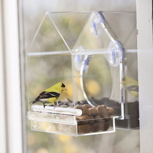 Clear Acrylic Large Window <strong>Bird</strong> <strong>Feeder</strong> with Sliding Feed <strong>Tray</strong> - Product Image 2