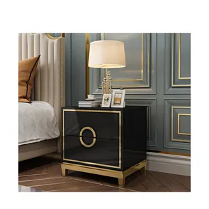 Stainless Steel Surface Home Furniture Rococo Nightstand Side Table Modern White Nightstand