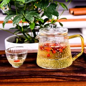 Handblown Clear High Borosilicate Small Glass Teapot With InfuserとColorful Handle