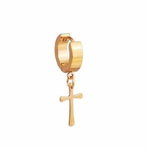 2025 Hot Wholesale Smooth <strong>Solid</strong> Circle Stainless Steel Hoop Huggie <strong>Earrings</strong> Black <strong>Silver</strong> Gold Cross-Fine Jewelry - Product Image 2