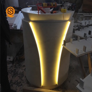 Salão dimensões de vidro de luxo mini metade do ouro branco em forma de l recepção redonda moderna - Product Image 4