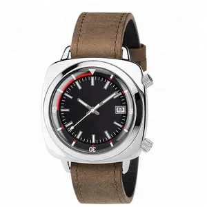 Custom Design Echtes Leder armband 10ATM Wasserdichte mechanische Uhr Square Hochwertige Herren-Automatik uhr