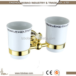 Hôtel <span class=keywords><strong>De</strong></span> <span class=keywords><strong>Bain</strong></span> Matériel En Laiton D'or Porte Lunettes Brosse à Dents Tasse - Product Image 3