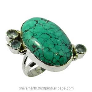 Elegante anillo de Plata de Ley 925 turquesa con piedras preciosas Eternity Vermeil, joyería de plata elegante de buena calidad para boda o regalo - Product Image 2