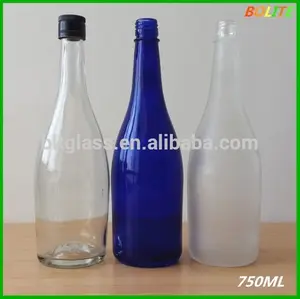 750 ml de vidrio esmerilado botella de vino con tapa de aluminio