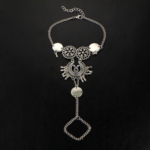Chaîne de cheville et <span class=keywords><strong>bracelet</strong></span> de cheville pour femme, style Punk Bohème, pour fiançailles, mariage et fête, en alliage de zinc plaqué <span class=keywords><strong>argent</strong></span> antique, bijou à pampilles - Product Image 2