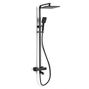 10 pouces <span class=keywords><strong>Grand</strong></span> Pommeau de Douche Noir Mat Ensembles de Douche avec Thermostatique Pluie - Product Image 6