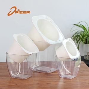 De jardinería decoración de plástico <span class=keywords><strong>rosa</strong></span> de oro de <span class=keywords><strong>la</strong></span> flor olla soporte - Product Image 1