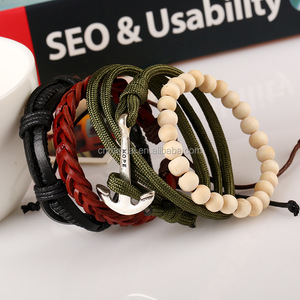4Pcs Multistrato di Vendita di Ancoraggio <span class=keywords><strong>Perline</strong></span> Speranza Bracciali In Pelle Set per I Migliori Amici di Sesso Maschile Braccialetto Delle Donne Braslet Gioielli Turco - Product Image 4