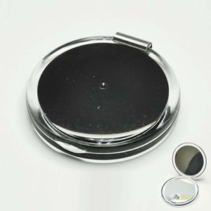 Espejo redondo de viaje plegable de plástico negro - Product Image 1