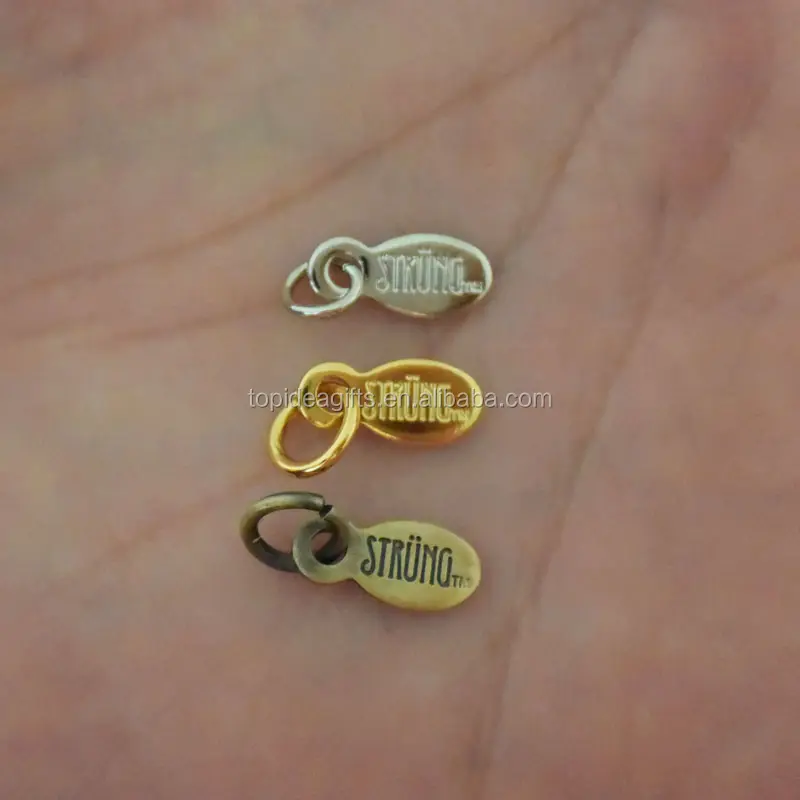 Custom made metal logo engraved jewelry tags pendant charms with gold silver antique colors