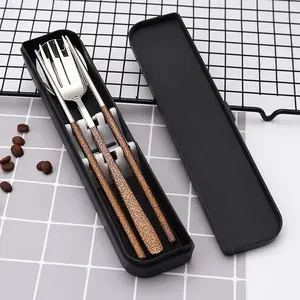 personal camping portable stainless steel cutlery chopsticks fork and spoon travel set
