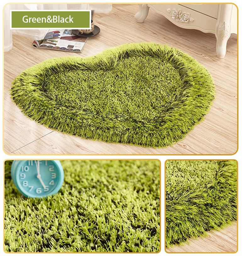 Hiser Tappeto Shaggy Soffice A Forma Di Cuore – Peluche Antiscivolo Per Soggiorno, Camera Da Letto, Bambina, Giallo Chiaro 70x90cm