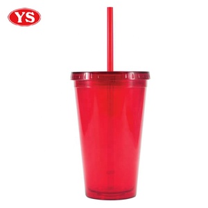 16 oz. प्लास्टिक ठंडा पीने के गिलास के साथ घुंघराले पुआल - Product Image 3