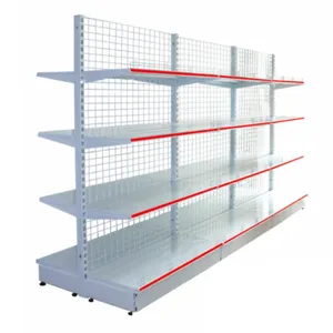 Double Sides Supermarket Wire Mesh Gondola Display Shelving with High Loading Capacity