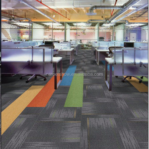 Alfombra de oficina Modular de nailon 100%, máquina de azulejos, pila de bucle con mechones, patrón de rayas abstractas, alfombra de suelo de espacio comercial para Hotel - Product Image 4