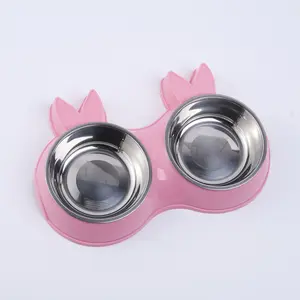 JY299Wholesale Plastic Feeding Dishes Haustier Hund Katze Doppel futter Wasserschale für Katzen hund