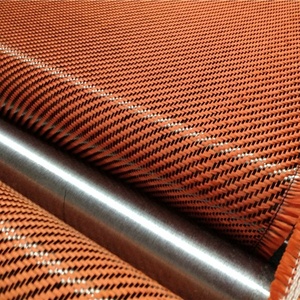 Tela híbrida de sarga 3k <span class=keywords><strong>2X2</strong></span>, fibra de carbono naranja