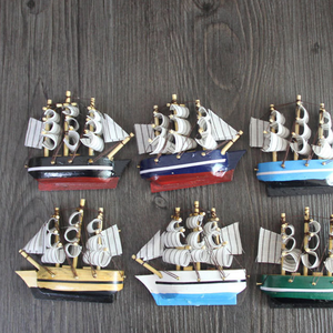 Zuhause dekorieren Kühlschrank Magnet Holz Handwerk Segelboot Kühlschrank Aufkleber Vintage mediterrane Sammlung Kühlschrank Magnet