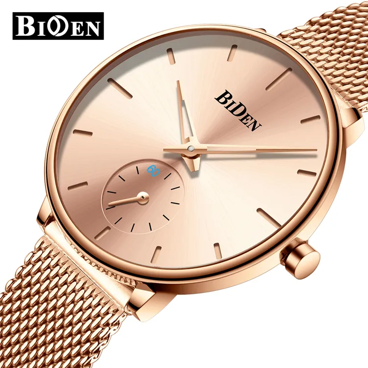 Часы наручные BIDEN женские кварцевые, брендовые роскошные классические повседневные Простые, с браслетом, 0124 л