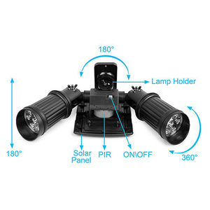 Solar powered Led lights PIR Motion Sensor dual head adjustable headlamp waterproof 14 LED wall Night Light for garden yard - Product Image 6