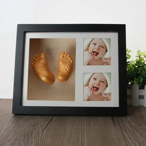 Cadre Photo imprimé main et pied de bébé, modèle de main et de pied 3D tridimensionnel, Souvenir, modèle de sel diatomée, cadeau pour nouveau-né