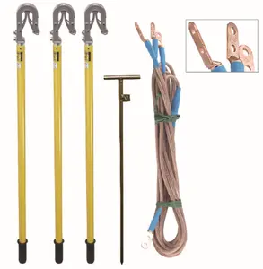 Portable ground earth rod set with earthing wire and clamp