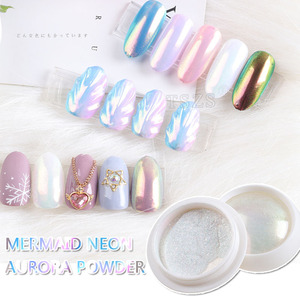 Nouveauté <span class=keywords><strong>Poudre</strong></span> à ongles <span class=keywords><strong>effet</strong></span> miroir Aurora néon Pigment nacré <span class=keywords><strong>effet</strong></span> coquille de sirène pour vernis à ongles gel - Product Image 1