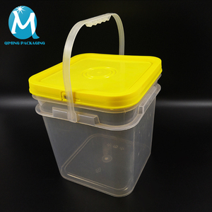 HDPE 3L square bucket plastic clear cookie box food grade square bucket