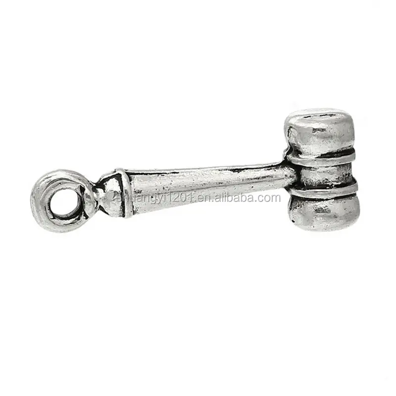 Antique silver gavel charms pendant lawyer attorney judge law school shaped jewelry