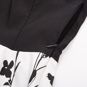 BP000738 Belle Poque <span class=keywords><strong>Nero</strong></span> Motivo Floreale Patchwork A-Line Vintage Retro <span class=keywords><strong>Vestito</strong></span> Da Partito - Product Image 4