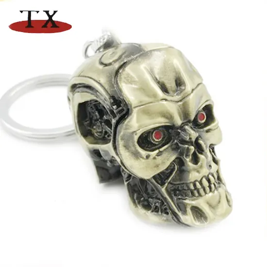 Chaveiro de metal personalizado Terminator com chaveiro em forma de esqueleto Chaveiro de capacete de matador 3D