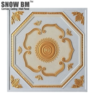 595x595x9mm màu vàng thạch cao tấm Trần giả/nghệ thuật Thiết kế hoa thạch cao Trần - Product Image 6