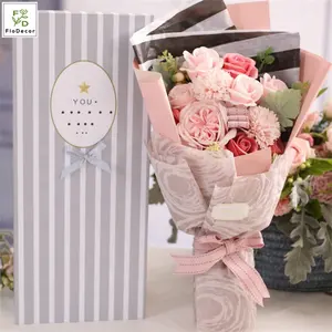 Grosir kotak hadiah buket bunga mawar sabun untuk hadiah Hari pernikahan Hari Valentine Hari Ibu