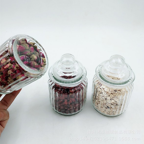 Big capacity machine made glass jar with metal clip glass storage jar